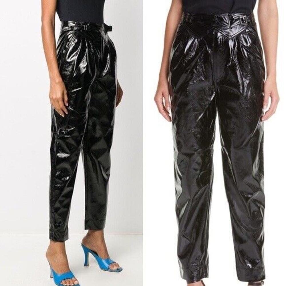 ROTATE BIRGER CHRISTENSEN Women 6 Wilde Trousers Faux Leather Black High Waist